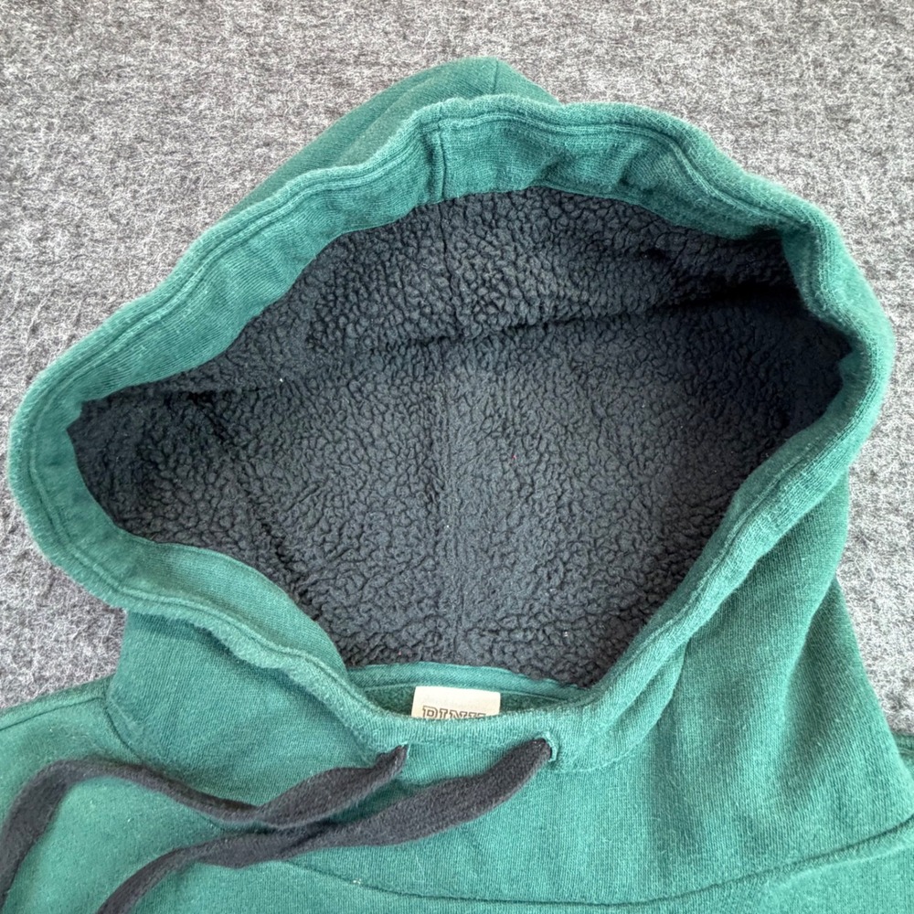 PINK Victoria's Secret Hoodie Women L Green Sherpa Lined Pullover Sweatshirt - Picture 4 of 11